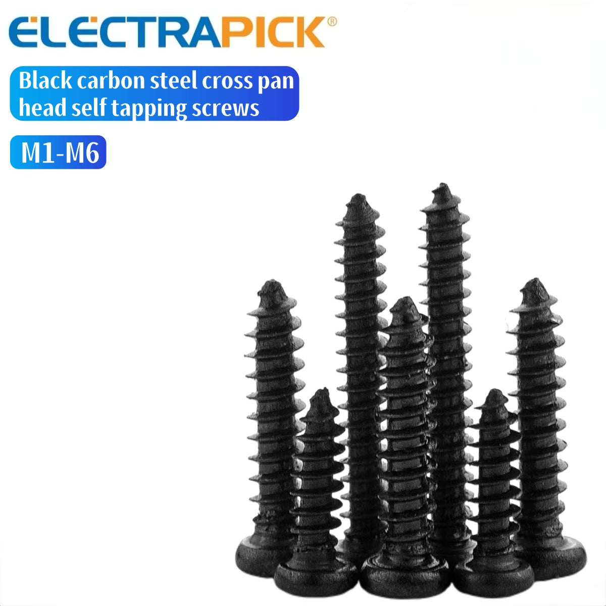 ELECTRAPICK Black carbon steel cross pan head/round head self tapping screws
