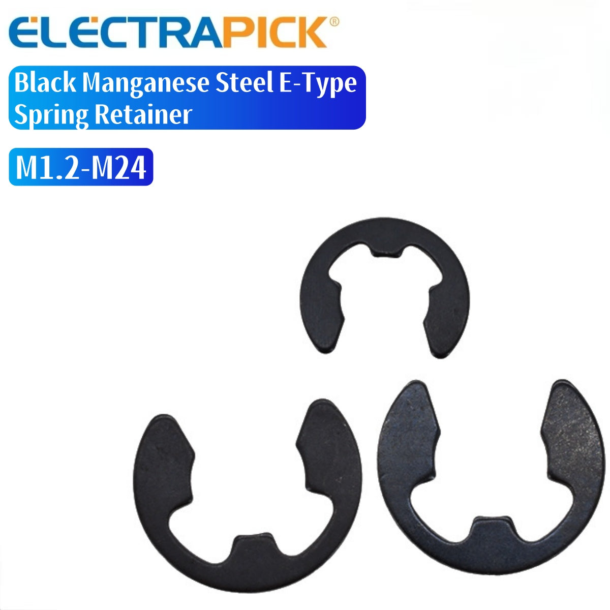 ELECTRAPICK Black Manganese Steel E-Type Spring Retainer