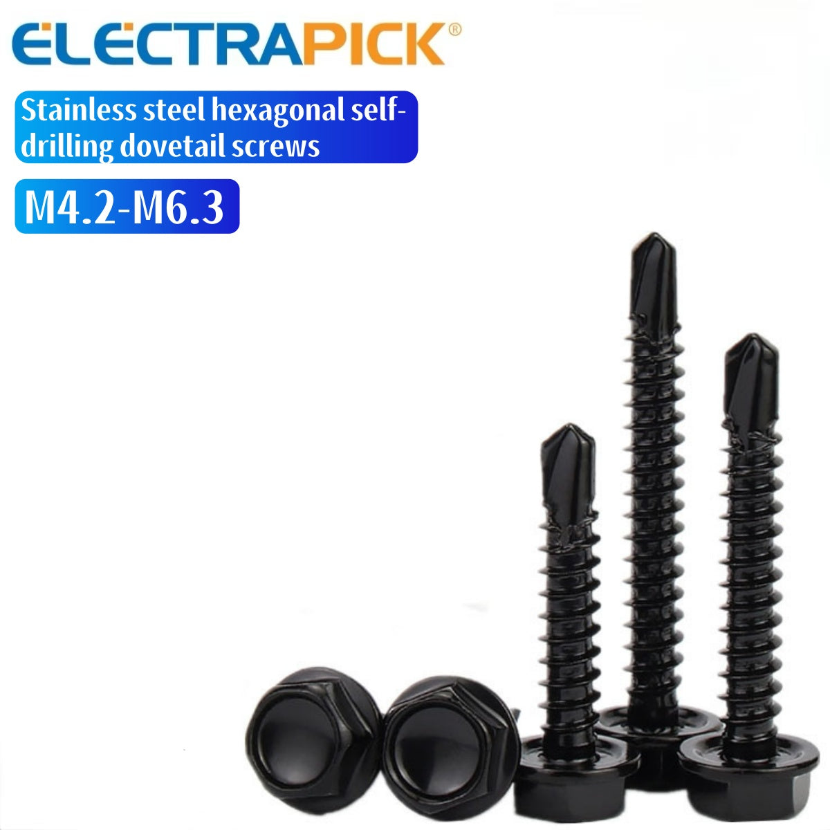 ELECTRAPICK Black carbon steel external hexagonal self-tapping drill tail screws