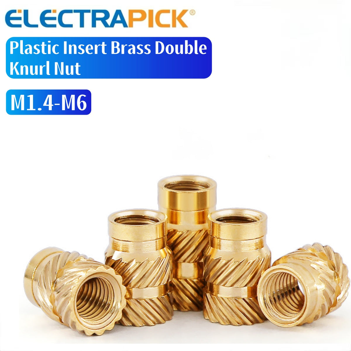 ELECTRAPICK Plastic Insert Brass Double Knurl Nut