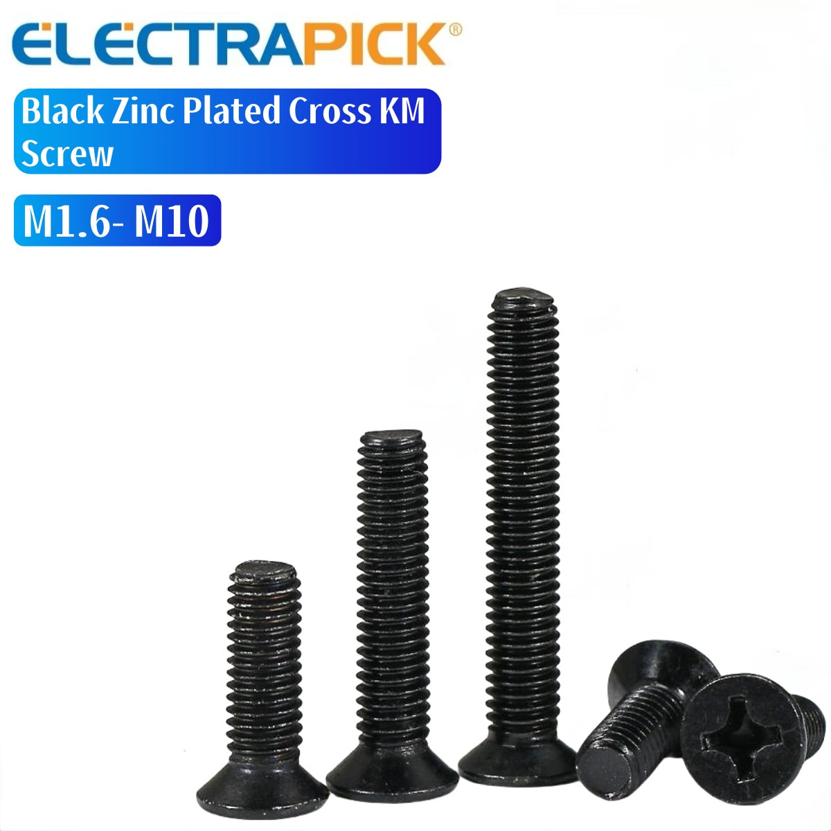 ELECTRAPICK Black Zinc Plated Cross KM Screw