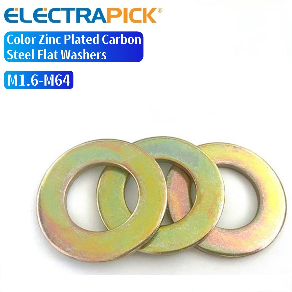 ELECTRAPICK Color Zinc Plated Carbon Steel Flat Washers
