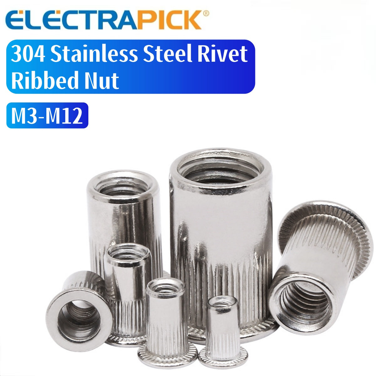 ELECTRAPICK 304 Stainless Steel Rivet Ribbed Nut