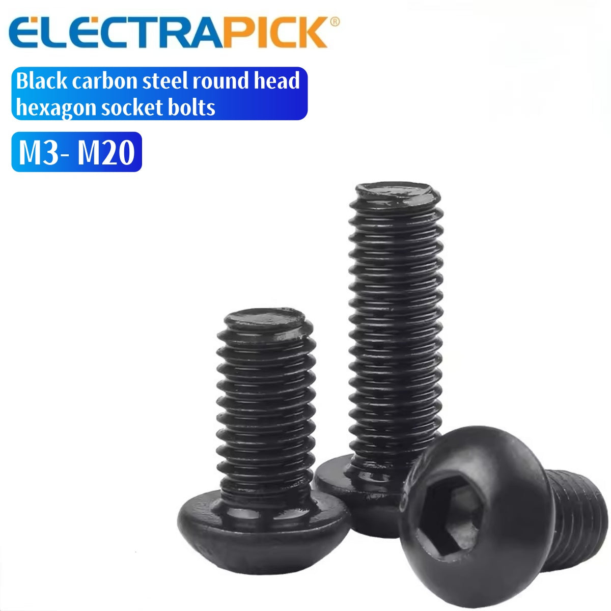 ELECTRAPICK Black carbon steel round head hexagon socket bolts