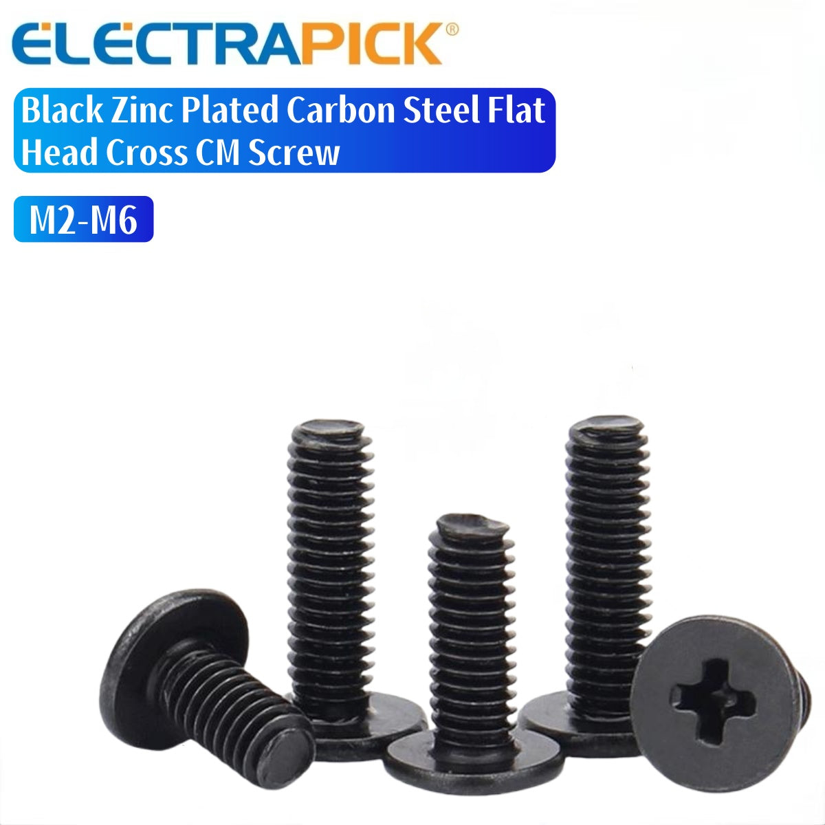 ELECTRAPICK Black Zinc Plated Carbon Steel Cross CM Screw