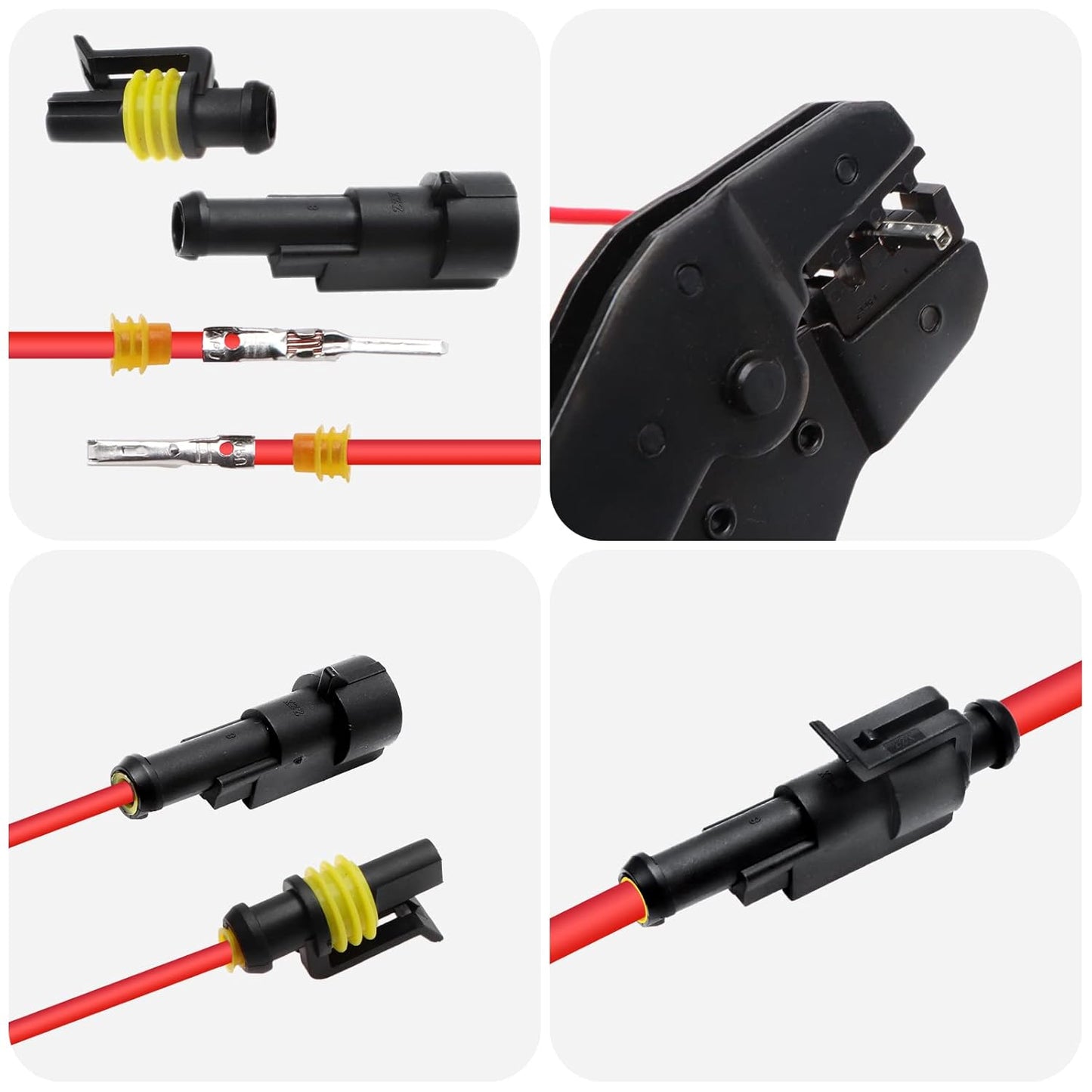 Electrapick 352PCS Car Electrical Connector, 26 Kits HID Waterproof Wiring Harness Connectors 1.5mm Series Electrical Wire Connector Terminals (1/2/3/4 Pin)