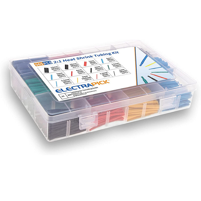 ELECTRAPICK 565pcs Heat Shrink Tubing Thermoresistant Tube Heat Shrink Wrapping Kit Electrical Connection Wire Cable Insulation Sleeving