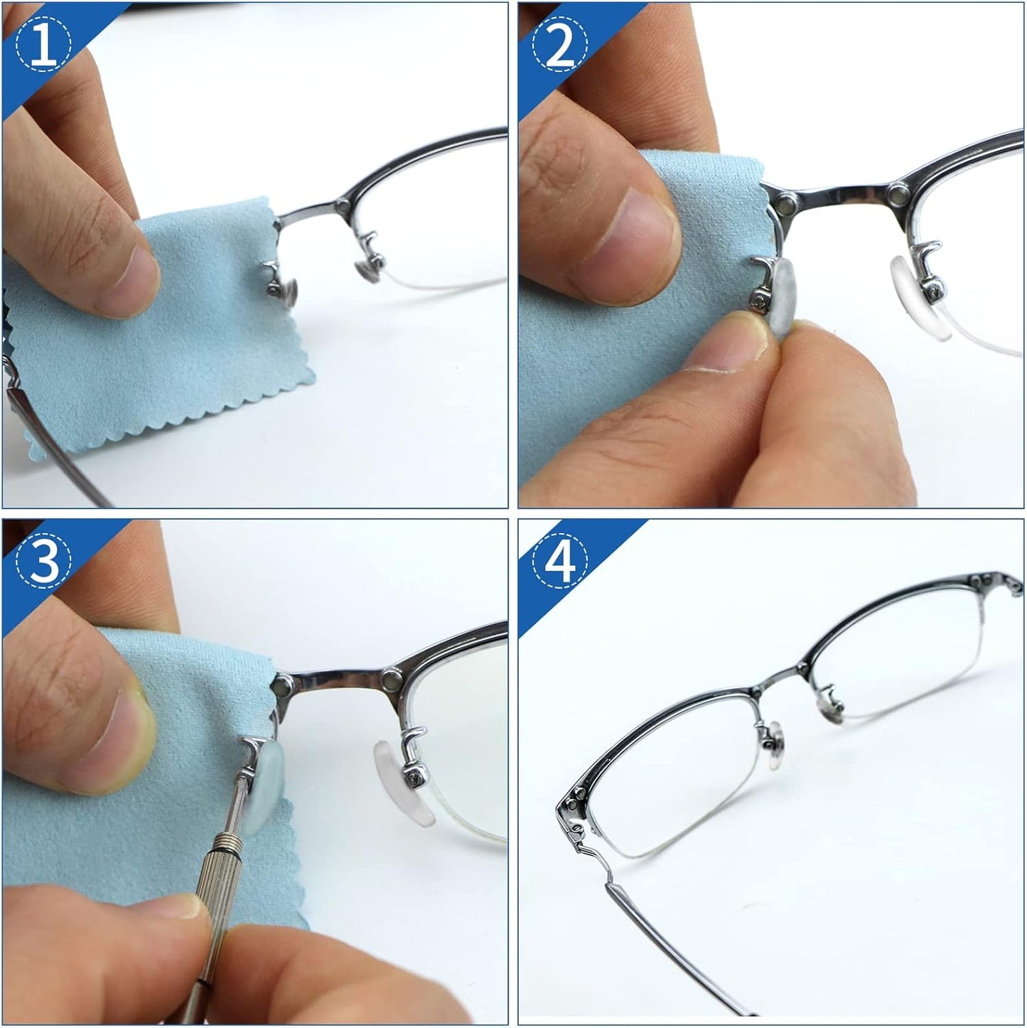 ELECTRAPICK 627Pcs Eyeglasss Sunglass Glasses Repair Tool Kit Set, Spectacles Repair Kit with Mini Screwdriver, Screws Nut, Silicone Nose Pads, Glasses Cloth, Tweezer Assortment Repair Tool Set