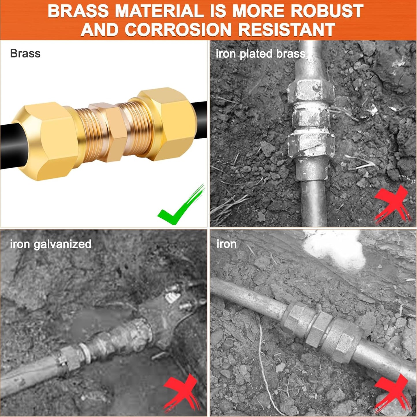 ELECTRAPICK 44Pcs DOT Air Brake Line Fittings,1/4 1/8 3/8 1/2 5/8" Brass Compression Tubing Kits,Union/Tee/Elbow/Straight Air Hose Fittings Quick Connectors for Semi Trucks Trailers Air Brake System