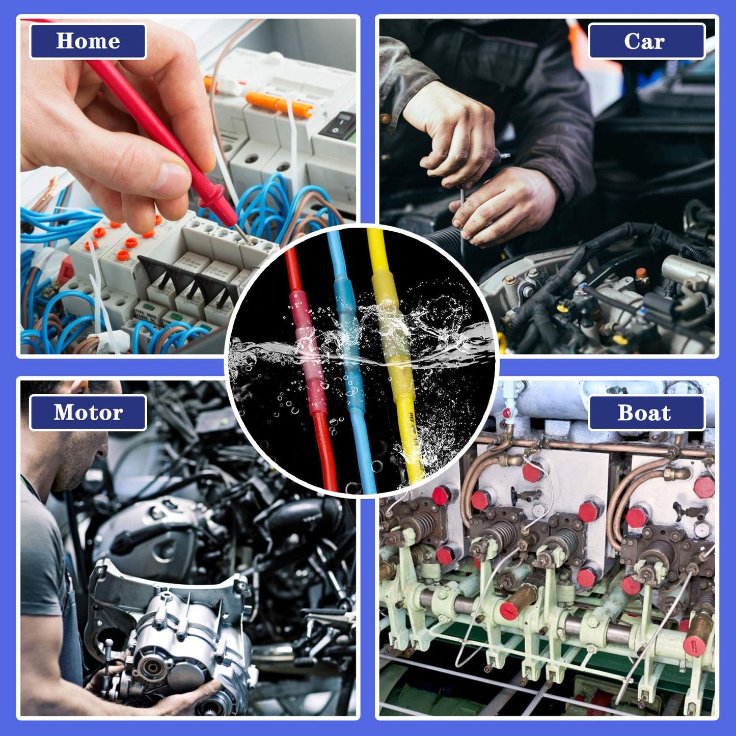 Heat Shrink Butt Connectors Terminals Solder Seal Wire Connectors Insulated Terminals Waterproof Electrical Wire Connectors for Marine Automotive (200Pcs + 30 Zip ties)