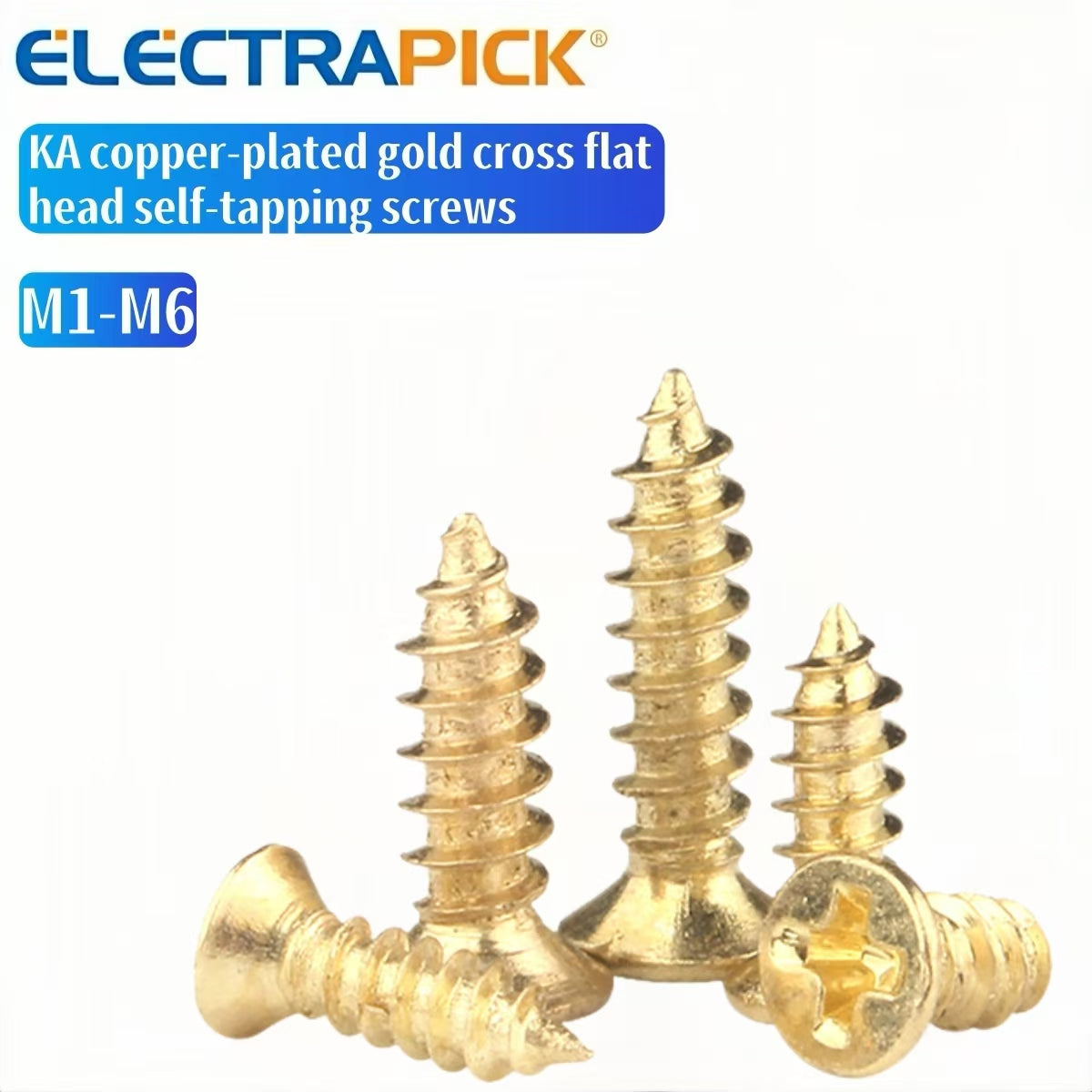 ELECTRAPICK KA copper-plated gold cross flat head self-tapping screws