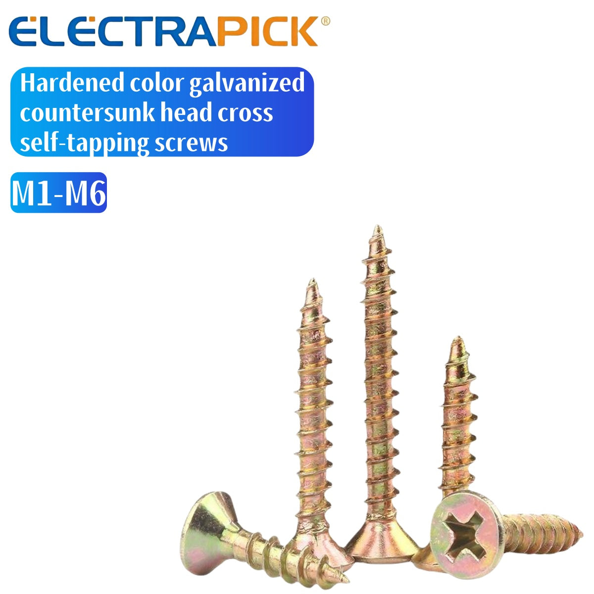 ELECTRAPICK Hardened zinc plated fiberboard nails countersunk cross self tapping screws