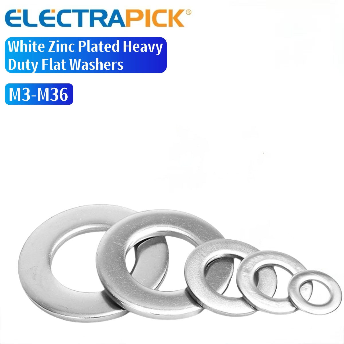 ELECTRAPICK White Zinc Plated Heavy Duty Flat Washers