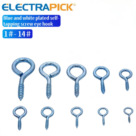 ELECTRAPICK Blue and white plated self-tapping screw eye hook