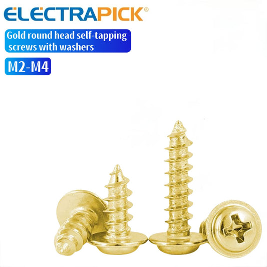 ELECTRAPICK Gold round head self-tapping screws with washers