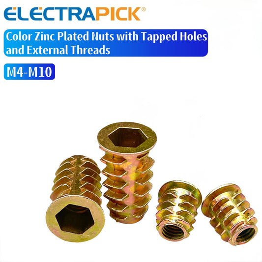 ELECTRAPICK Color Zinc Plated Nuts with Tapped Holes and External Threads