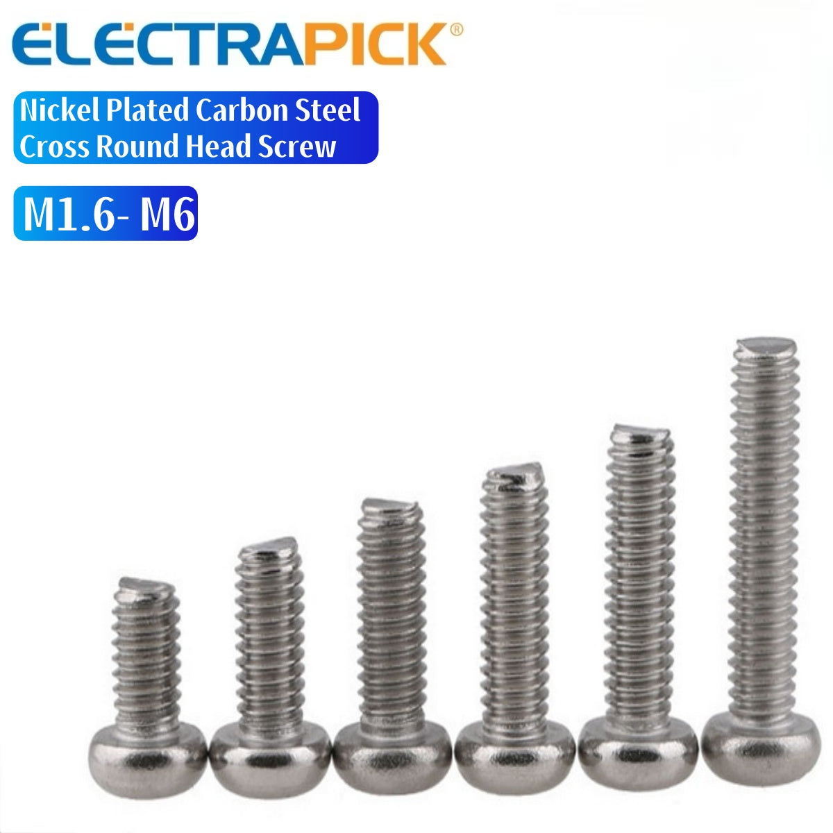 ELECTRAPICK Nickel Plated Carbon Steel Cross Round Head Screw