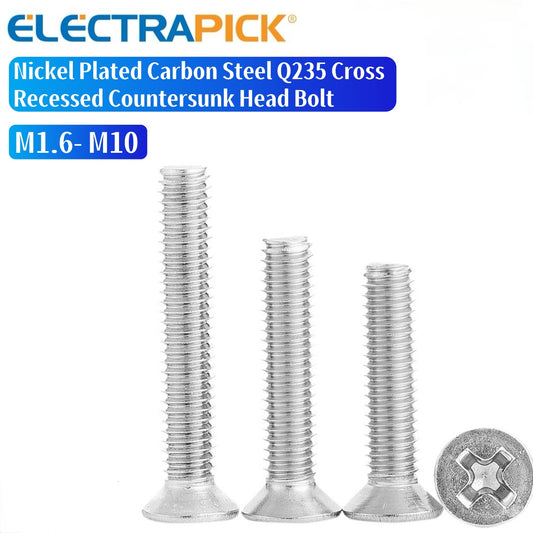 ELECTRAPICK Nickel Plated Carbon Steel Q235 Cross Recessed Countersunk Head Bolt