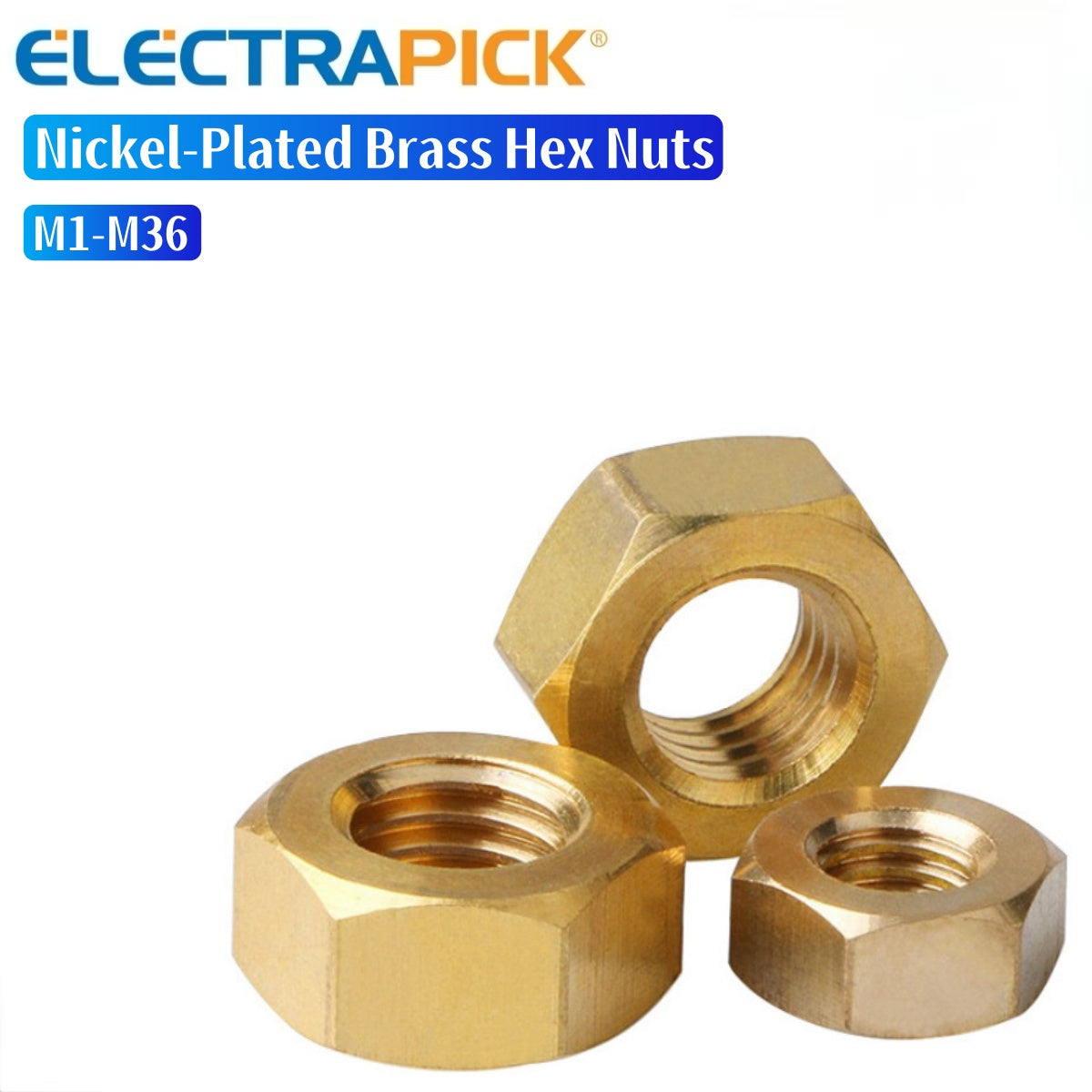 ELECTRAPICK Nickel-Plated Brass Hex Nuts