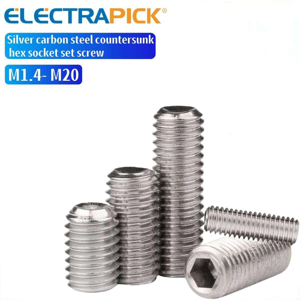 ELECTRAPICK Silver carbon steel countersunk hex socket set screw