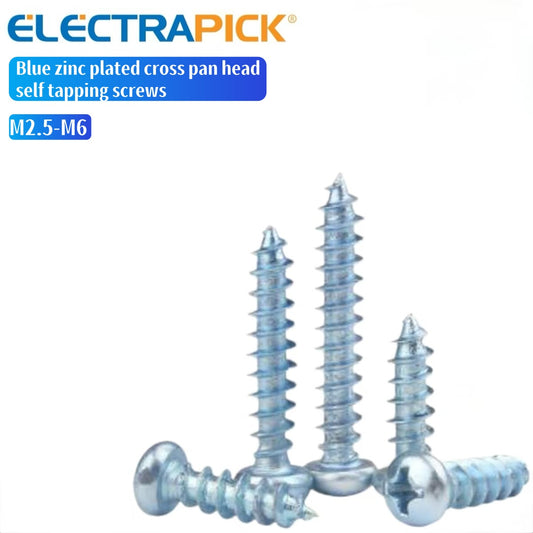 ELECTRAPICK Blue zinc plated cross pan head self tapping screws