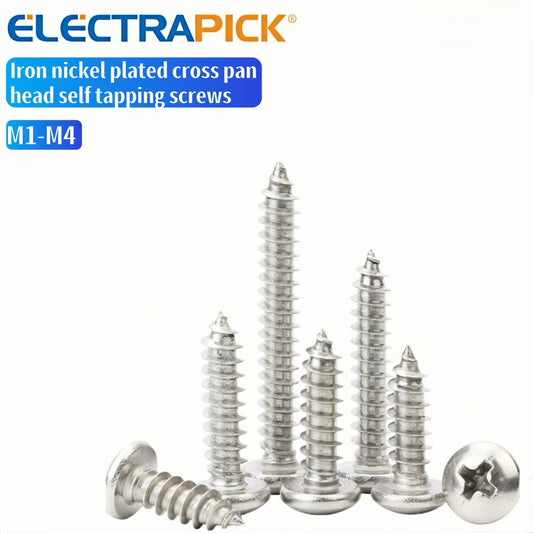 ELECTRAPICK Iron nickel plated cross pan head self tapping screws