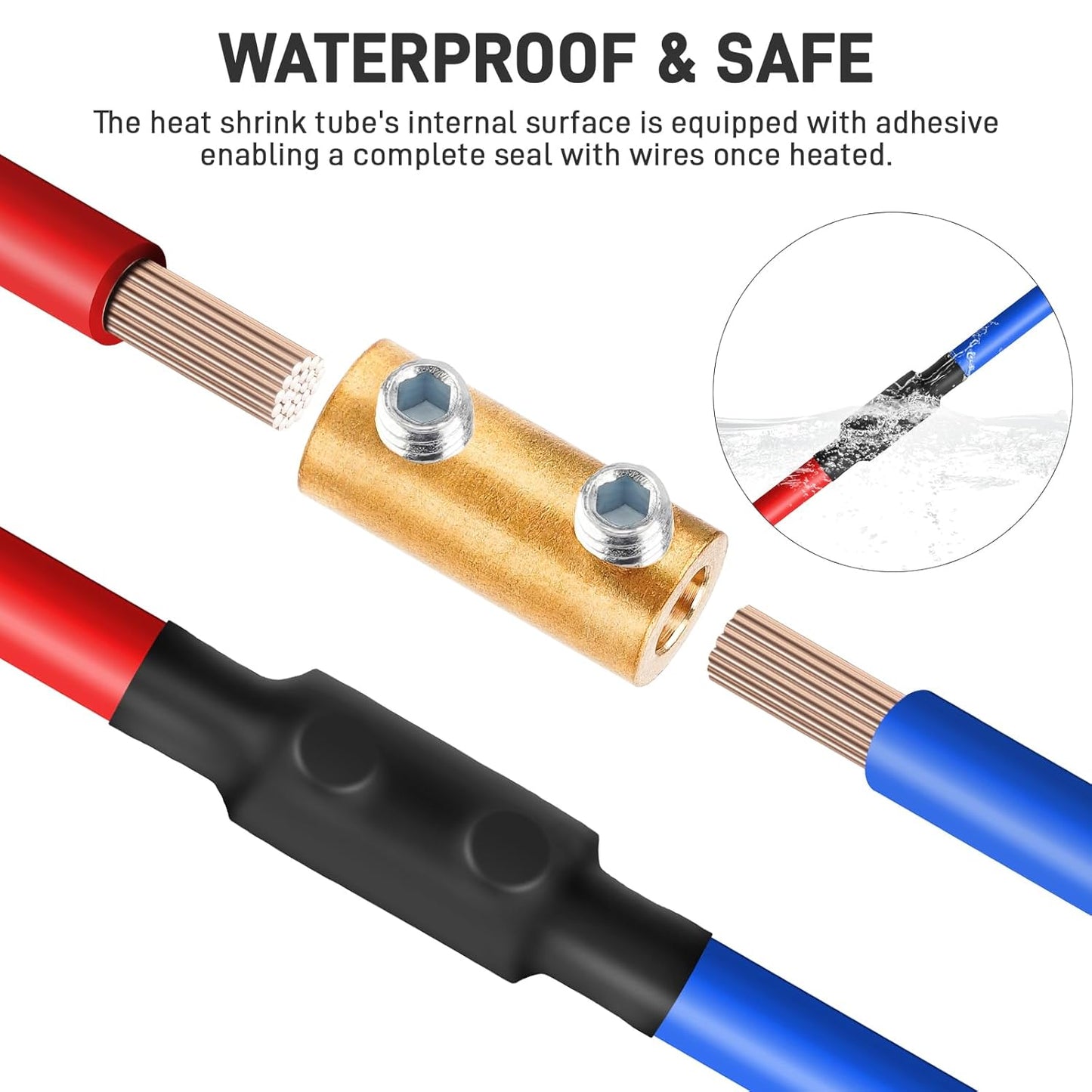 ELECTRAPICK 10Pcs 10 Gauge Wire Connectors Nut,60 Amp Splicing Quick Wiring Connection Terminal,Circuit Connector Wire Connector with 20Pcs Screws & 10Pcs Heat Shrink Tube